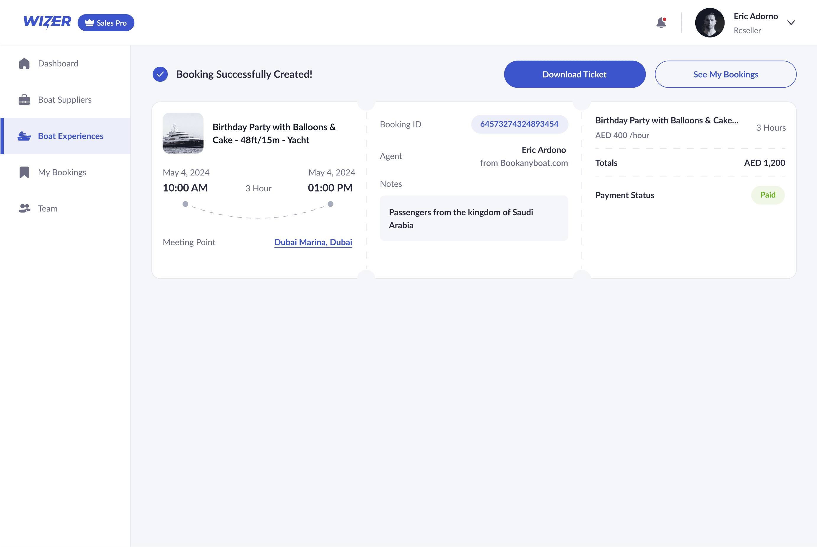 booking ticket