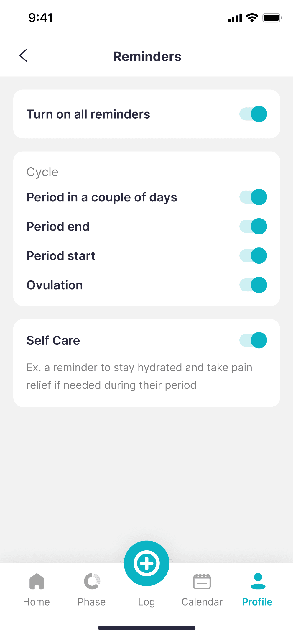 Settings & Reminders