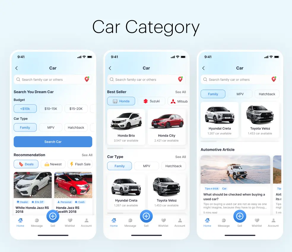 Car categories Mobile